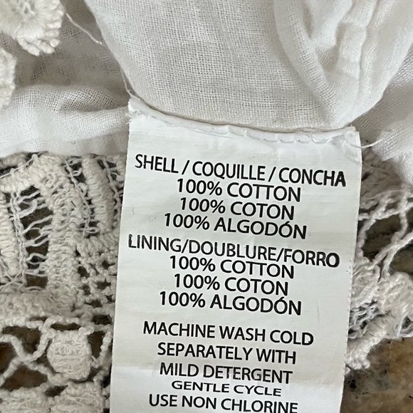 O’Neill Beige Strapless Linen Mini Dress Lace Crochet Boho Peasent Beach S - Picture 7 of 9